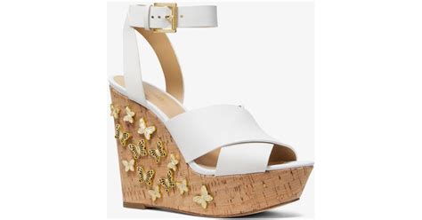 michael michael kors lacey butterfly embellished leather wedge|Laci Embellished Leather Platform Sandal .